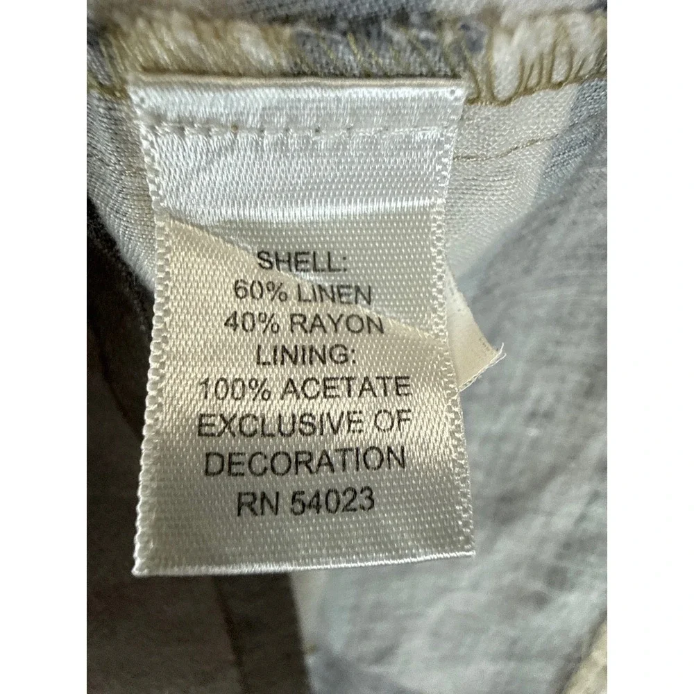 Banana Republic Striped Full Skirt Womens 8 Taupe Linen Blend Luxe Pockets Lined